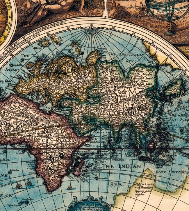 【17世紀】アンティーク地図ポスター[A NEW AND ACCVRAT MAP OF THE WORLD]【両半球世界地図】 4 - アフロ・ユーラシア大陸
