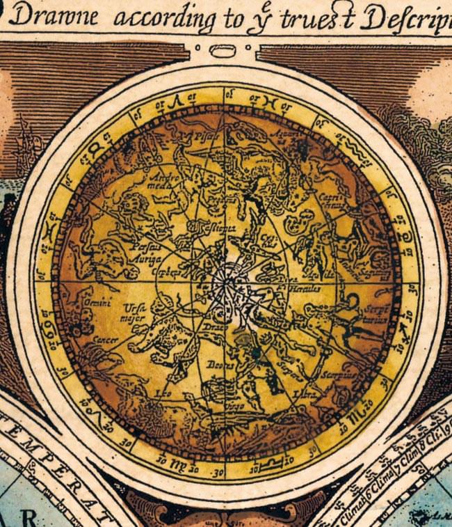 【17世紀】アンティーク地図ポスター[A NEW AND ACCVRAT MAP OF THE WORLD]【両半球世界地図】 7 - 星座図もついています