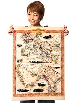 【19世紀】アンティーク地図ポスター[OVERLAND ROUTE TO INDIA]【ヨーロッパ・インド周辺】 - サブ2