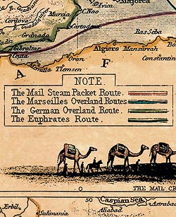【19世紀】アンティーク地図ポスター[OVERLAND ROUTE TO INDIA]【ヨーロッパ・インド周辺】 - サブ4