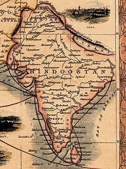 【19世紀】アンティーク地図ポスター[OVERLAND ROUTE TO INDIA]【ヨーロッパ・インド周辺】 - サブ5