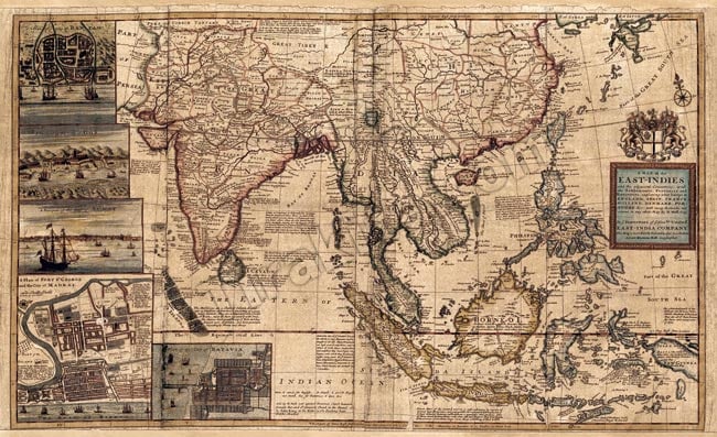 18世紀 アンティーク地図ポスター A Map Of East Indies 南アジア 東アジア 東南アジア周辺 の通販 Tirakita Com