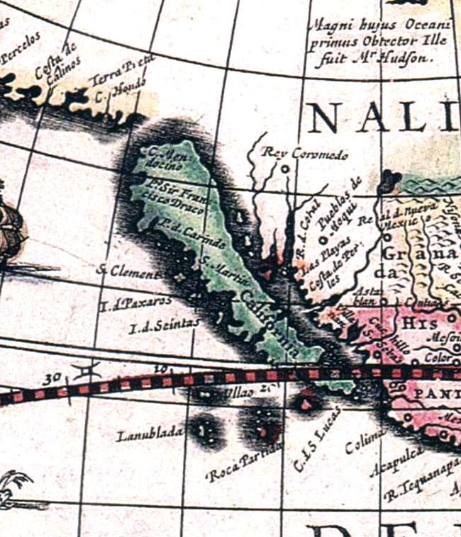 【17世紀】アンティーク地図ポスター[Nova Totius Terrarum Orbis Geographica Ac Hydrographica Tabula]【両半球世界地図】 7 - カリフォルニアが離島に！？こんなエラーを見つけるのも楽しいです