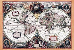 【17世紀】アンティーク地図ポスター[Nova Totius Terrarum Orbis Geographica Ac Hydrographica Tabula]【両半球世界地図】の商品写真