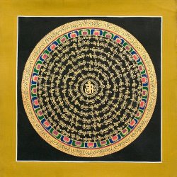 タンカ -金字マンダラ(黒・外地が黄土色）の商品写真