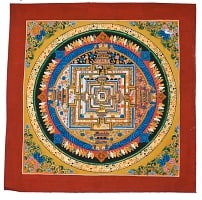 タンカ -カーラチャクラマンダラ(黄)　縦横33x33の商品写真