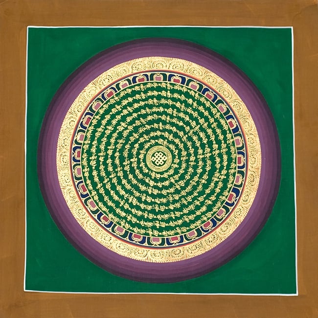 タンカ -エンドレスノットのマンダラ　縦横33x33の写真1枚目です。全体図ですタンカ,マンダラ,曼荼羅,手描きのタンカ