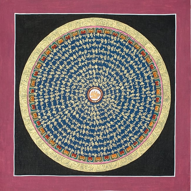 タンカ -マンダラ　縦横35x35の写真1枚目です。全体図ですタンカ,マンダラ,曼荼羅,手描きのタンカ
