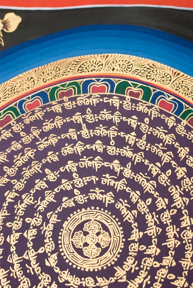 タンカ -ヴィシュヴァ・ヴァジュラのマンダラ(青)　縦横33x33 3 - 別アングルです