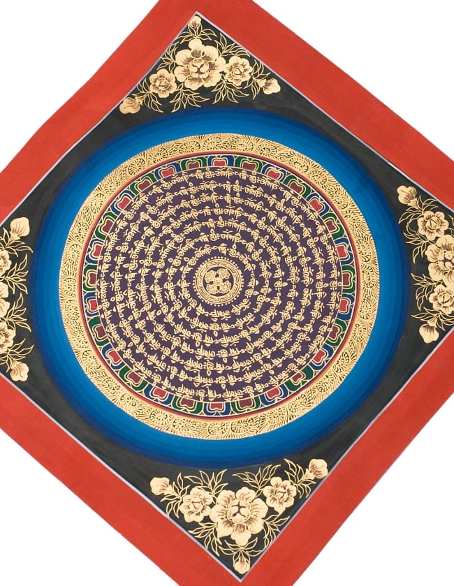 タンカ -ヴィシュヴァ・ヴァジュラのマンダラ(青)　縦横33x33 6 - 別アングルです