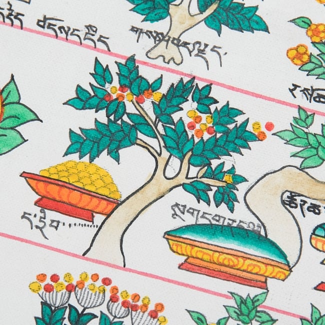 〔一点物〕タンカ - チベット医学四部医典薬草図[50x42cm] 5 - 別アングルです