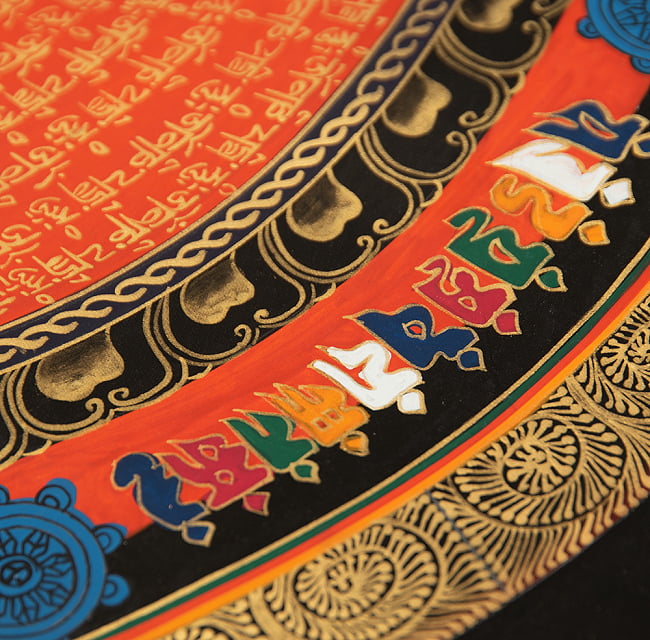 〔一点物〕タンカ - カーラチャクラと種子マンダラ[55cm x 56cm] 10 - 別アングルです