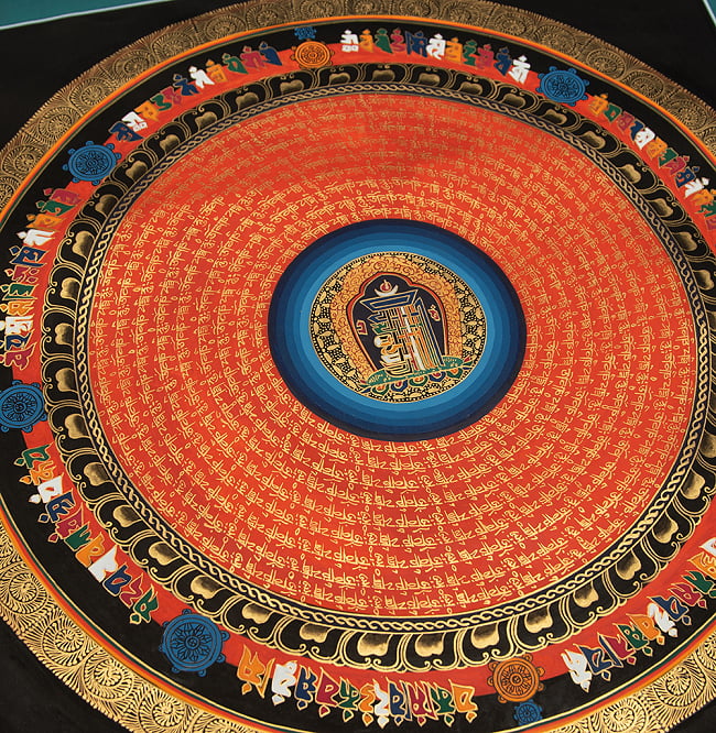 〔一点物〕タンカ - カーラチャクラと種子マンダラ[55cm x 56cm] 2 - 別アングルです