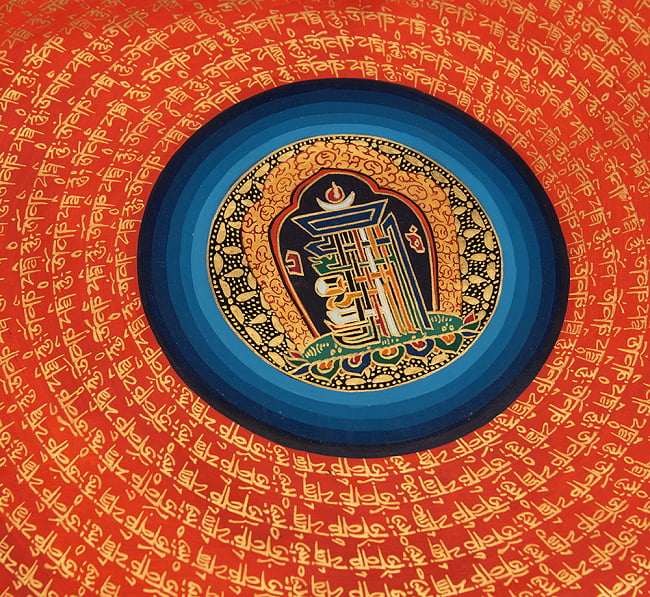 〔一点物〕タンカ - カーラチャクラと種子マンダラ[55cm x 56cm] 3 - 別アングルです