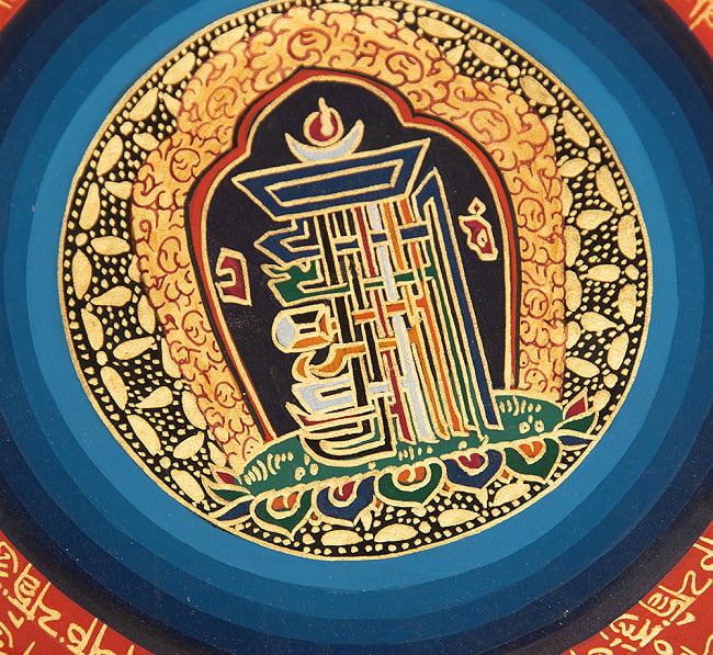 〔一点物〕タンカ - カーラチャクラと種子マンダラ[55cm x 56cm] 4 - 別アングルです