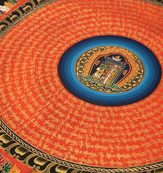 〔一点物〕タンカ - カーラチャクラと種子マンダラ[55cm x 56cm] 7 - 別アングルです