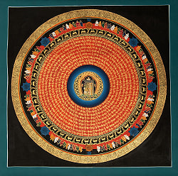〔一点物〕タンカ - カーラチャクラと種子マンダラ[55cm x 56cm]の商品写真