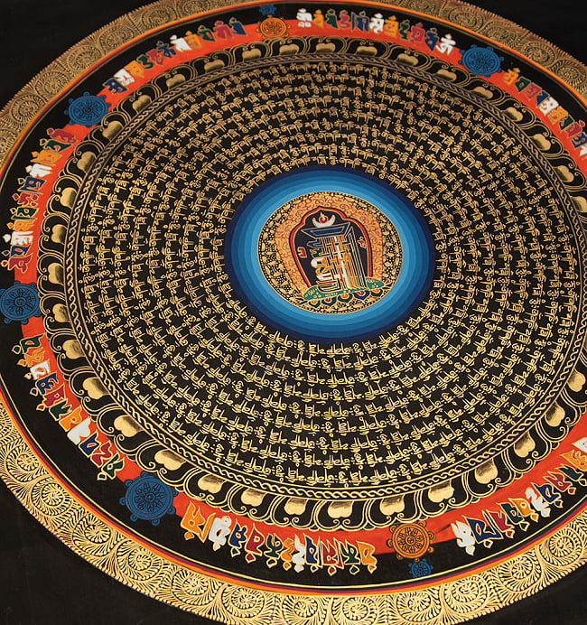 〔一点物〕タンカ - カーラチャクラと種子マンダラ[55cm x 55cm] 2 - 別アングルです