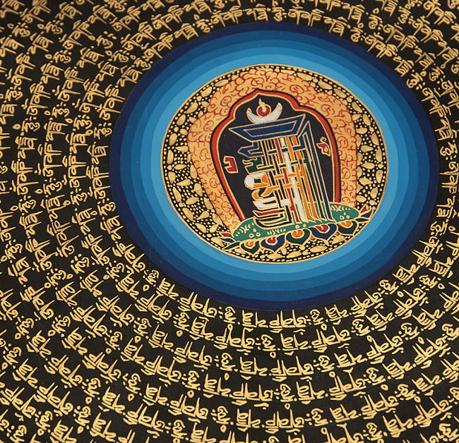 〔一点物〕タンカ - カーラチャクラと種子マンダラ[55cm x 55cm] 3 - 別アングルです