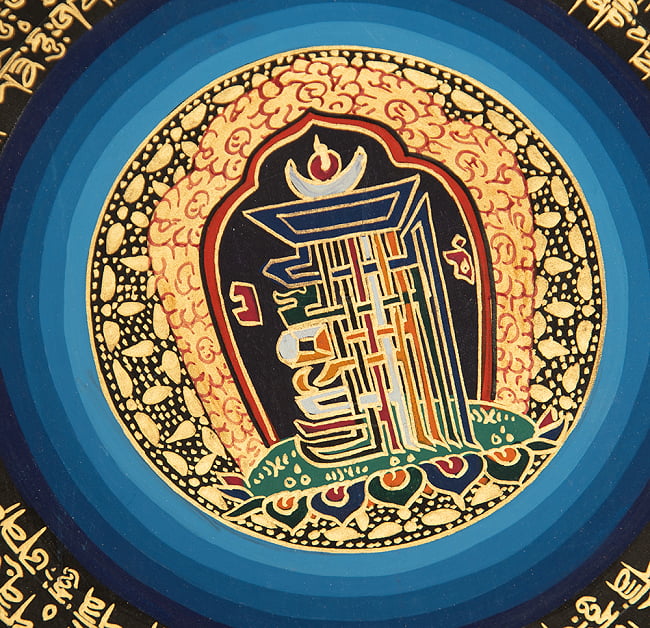 〔一点物〕タンカ - カーラチャクラと種子マンダラ[55cm x 55cm] 4 - 別アングルです