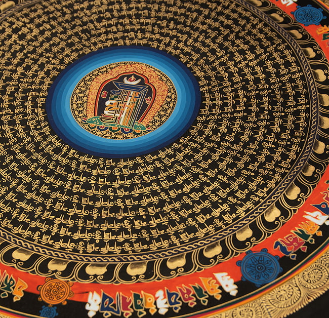 〔一点物〕タンカ - カーラチャクラと種子マンダラ[55cm x 55cm] 6 - 別アングルです