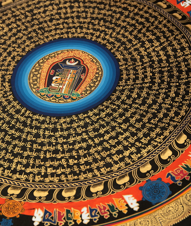 〔一点物〕タンカ - カーラチャクラと種子マンダラ[55cm x 55cm] 7 - 別アングルです