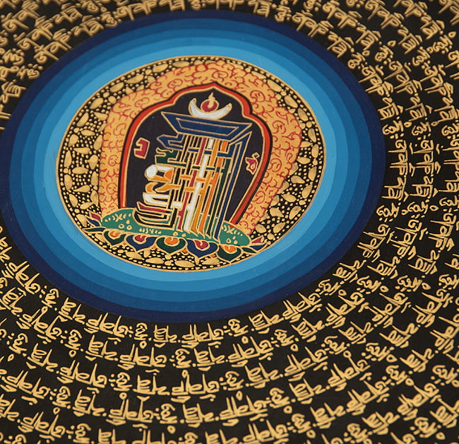 〔一点物〕タンカ - カーラチャクラと種子マンダラ[55cm x 55cm] 8 - 別アングルです