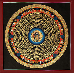 〔一点物〕タンカ - カーラチャクラと種子マンダラ[55cm x 55cm]の商品写真