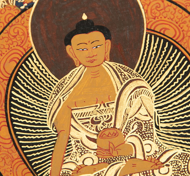 〔一点物〕タンカ - 薬師瑠璃光王仏マンダラ[40cm x 33cm] 4 - 別アングルです