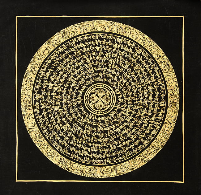 〔一点物〕タンカ - 種子マンダラ[36cm x 37cm]の写真1枚目です。全体図です種子マンダラ,タンカ,マンダラ,曼荼羅,手描きのタンカ
