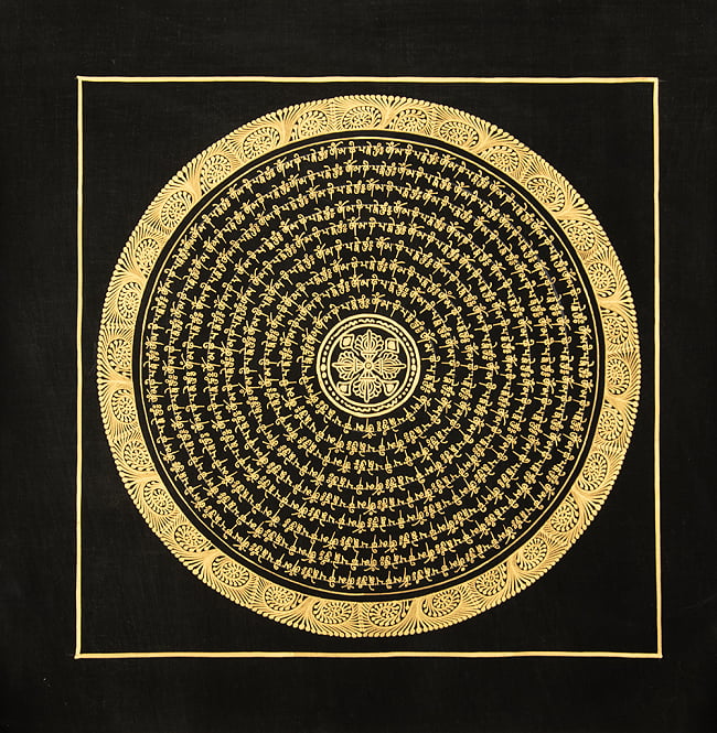 〔一点物〕タンカ - 種子マンダラ[38cm x 38cm]の写真1枚目です。全体図です種子マンダラ,タンカ,マンダラ,曼荼羅,手描きのタンカ