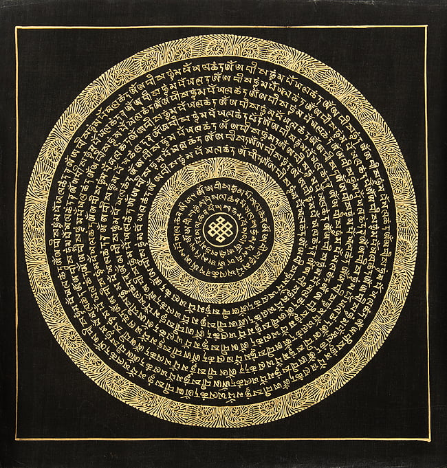 〔一点物〕タンカ - 種子マンダラ[35cm x 35cm]の写真1枚目です。全体図です種子マンダラ,タンカ,マンダラ,曼荼羅,手描きのタンカ