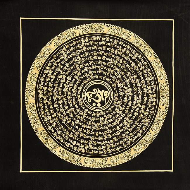 〔一点物〕タンカ - 種子マンダラ[38cm x 39cm]の写真1枚目です。全体図です種子マンダラ,タンカ,マンダラ,曼荼羅,手描きのタンカ