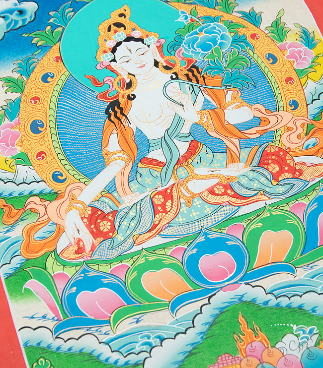 〔一点物〕タンカ - ホワイトターラー[43cm x 33cm] 2 - 別アングルです