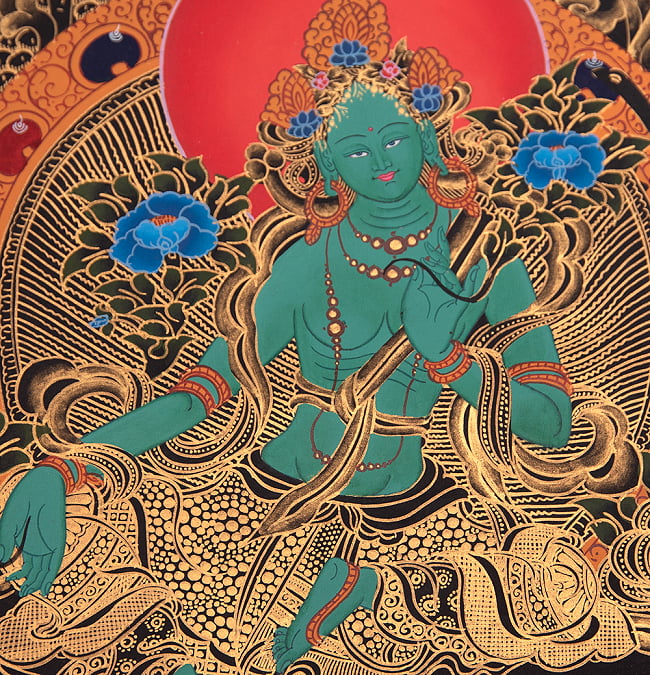 〔一点物〕タンカ - グリーンターラー[49cm x 40cm] 10 - 別アングルです