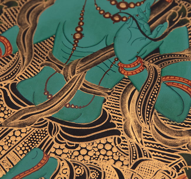 〔一点物〕タンカ - グリーンターラー[49cm x 40cm] 11 - 別アングルです