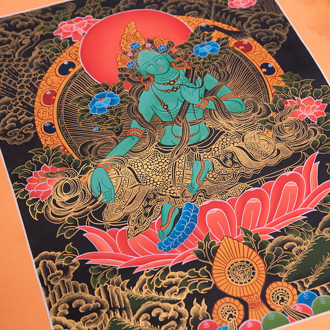 〔一点物〕タンカ - グリーンターラー[49cm x 40cm] 2 - 別アングルです