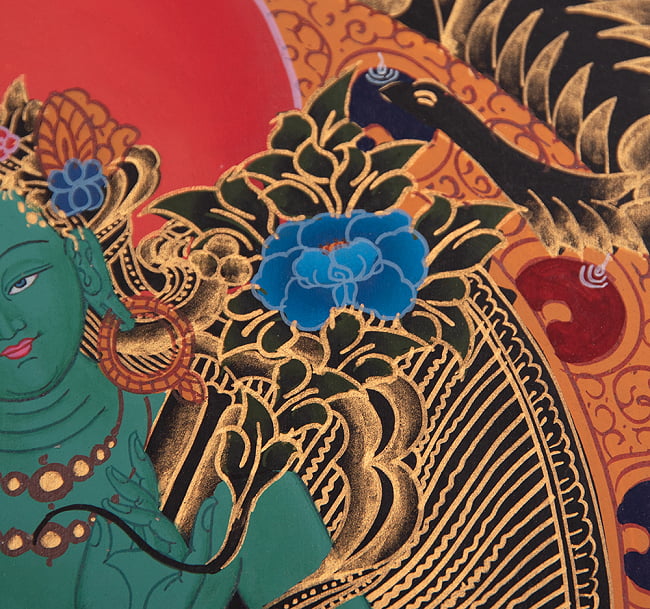 〔一点物〕タンカ - グリーンターラー[49cm x 40cm] 6 - 別アングルです