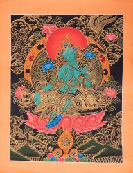 〔一点物〕タンカ - グリーンターラー[49cm x 40cm]の商品写真