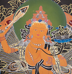 〔一点物〕タンカ - 文殊師利菩薩 マンジュシュリー[83cm x 59cm] - サブ3