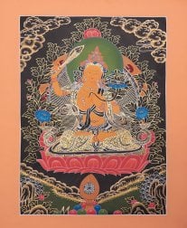 〔一点物〕タンカ - 文殊師利菩薩 マンジュシュリー[83cm x 59cm](NP-TANKA-258)