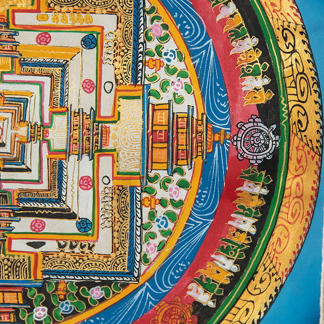 〔一点物〕装丁付肉筆仏画（タンカ） - カーラ・チャクラ曼荼羅 9 - 細部を見てみました。