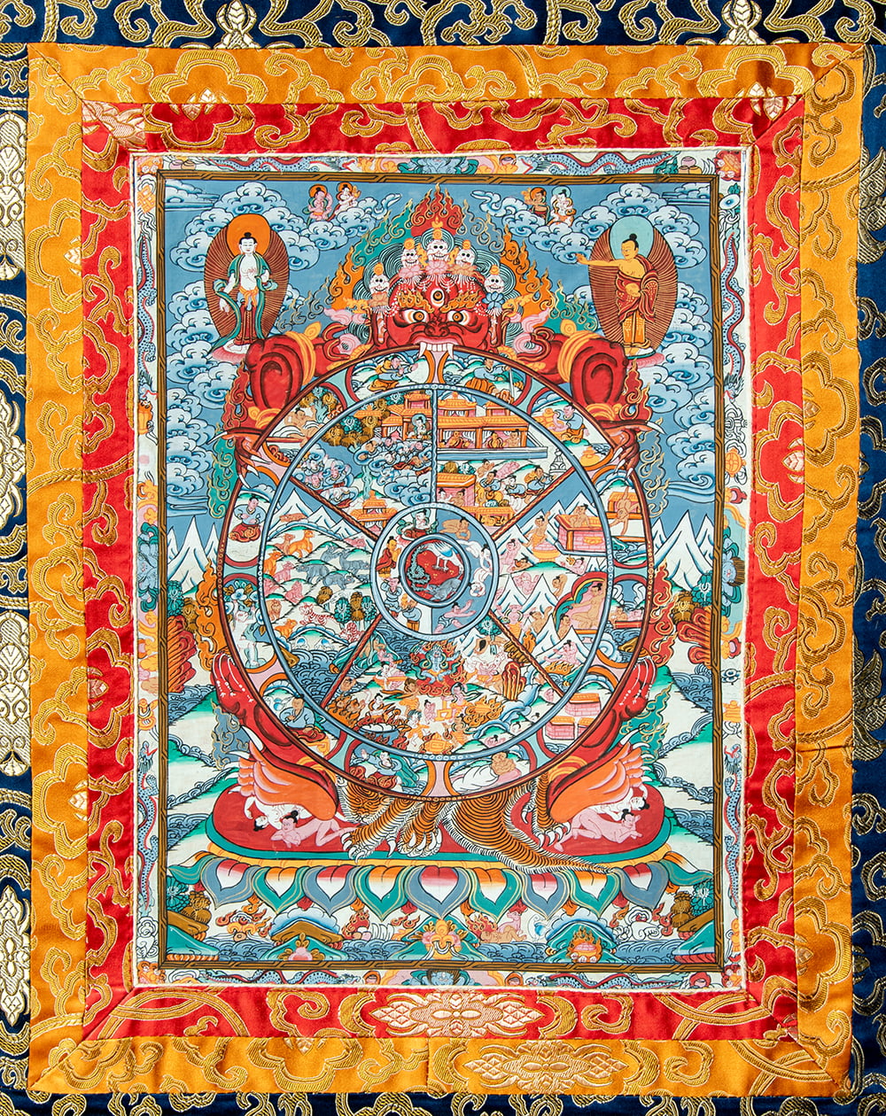 マンダラ手描き六道輪廻図肉筆