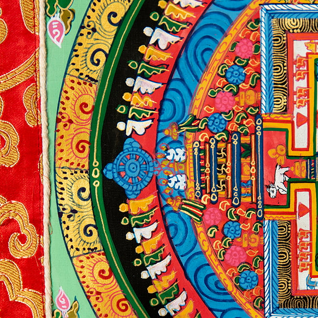 〔一点物〕装丁付肉筆仏画（タンカ） - カーラ・チャクラ曼荼羅 4 - 細部を見てみました。