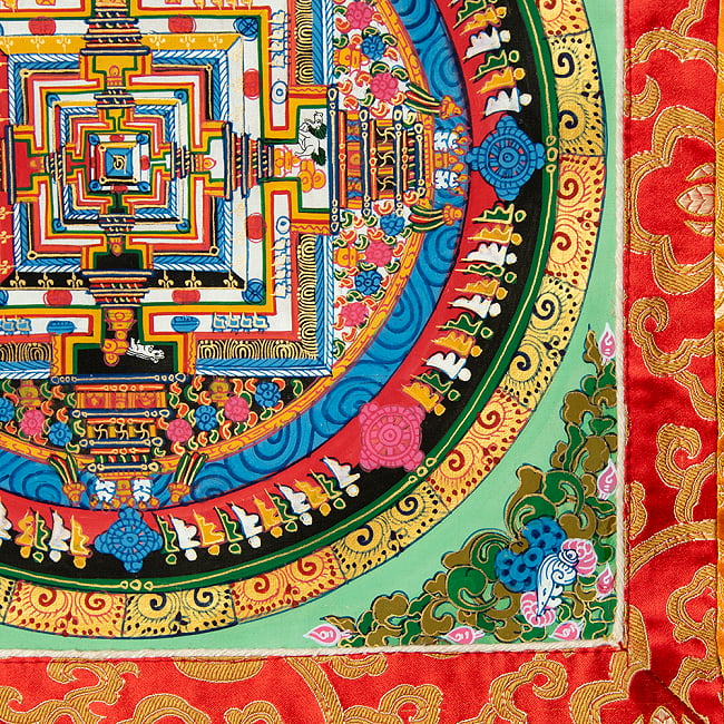 〔一点物〕装丁付肉筆仏画（タンカ） - カーラ・チャクラ曼荼羅 6 - 細部を見てみました。
