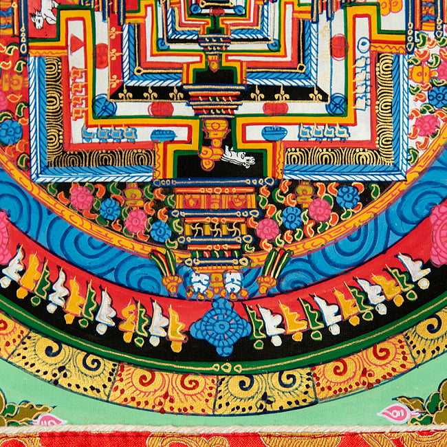 〔一点物〕装丁付肉筆仏画（タンカ） - カーラ・チャクラ曼荼羅 7 - 細部を見てみました。