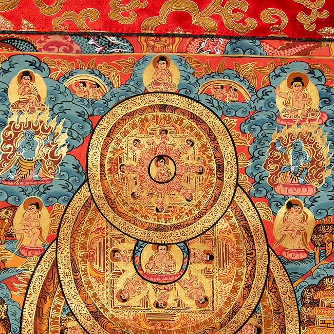 〔一点物〕装丁付肉筆仏画（タンカ） - 三仏陀曼荼羅 4 - 細部を見てみました。