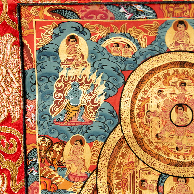 〔一点物〕装丁付肉筆仏画（タンカ） - 三仏陀曼荼羅 5 - 細部を見てみました。
