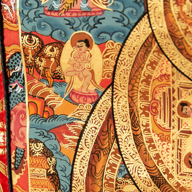 〔一点物〕装丁付肉筆仏画（タンカ） - 三仏陀曼荼羅 8 - 細部を見てみました。