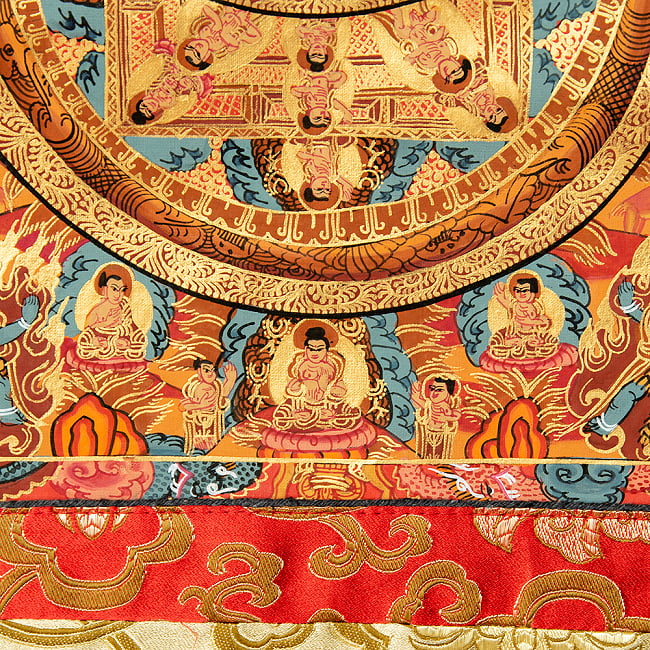 〔一点物〕装丁付肉筆仏画（タンカ） - 三仏陀曼荼羅 9 - 細部を見てみました。